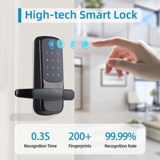 CIEPOJIT Smart Lock 5 In 1 Door Lock With Handle Biometric Technology Storage Memory Function TT LOCK APP Control