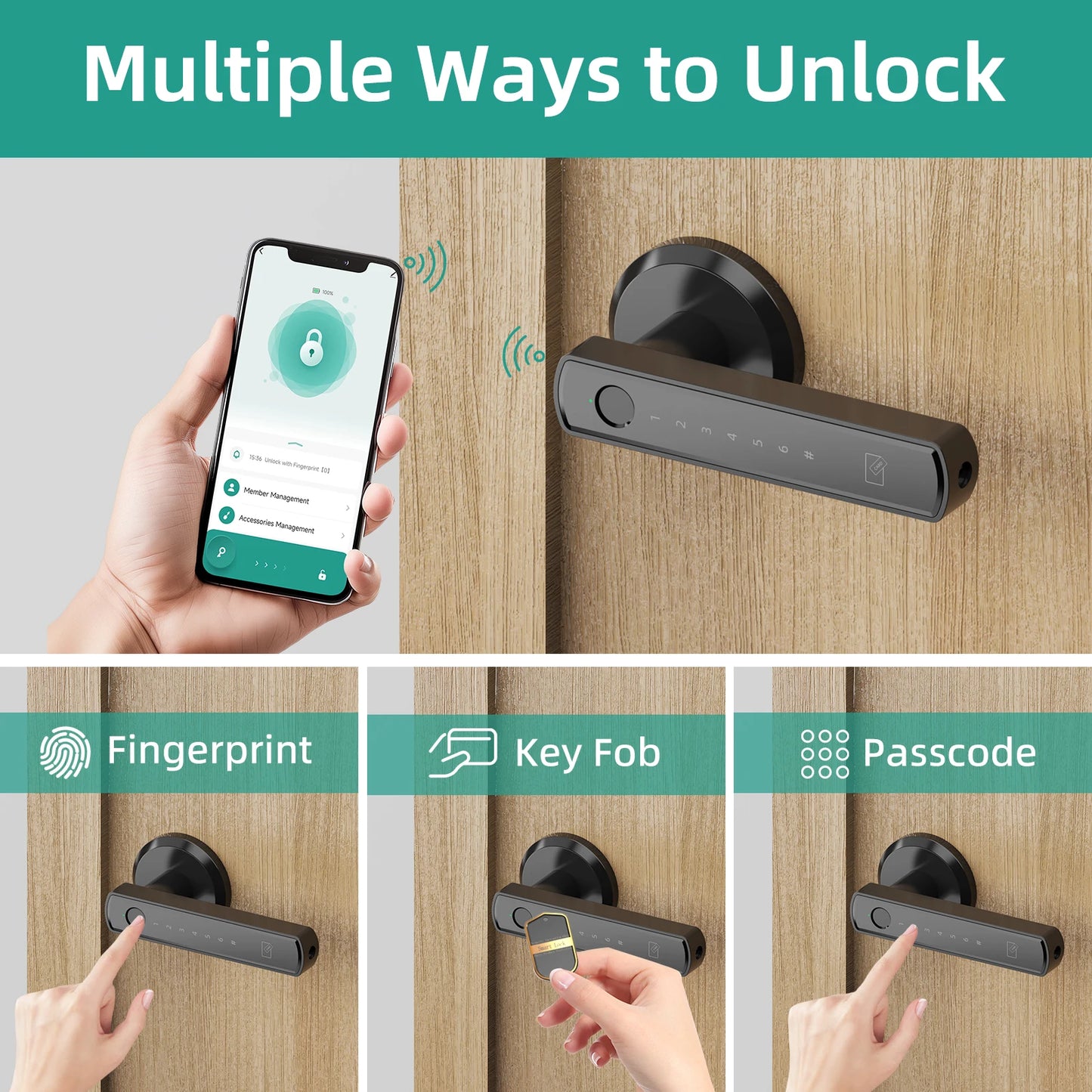 Viladepot Smart Lock Fingerprint Door Lock App Remote Control Passcode Unlock Electronic Touchscreen Keypad