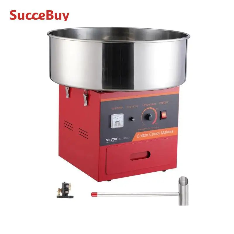 SucceBuy 1000W Electric Cotton Candy Machine Commercial Floss Maker with Stainless Steel Bowl Sugar Scoop and Drawer Red Blue