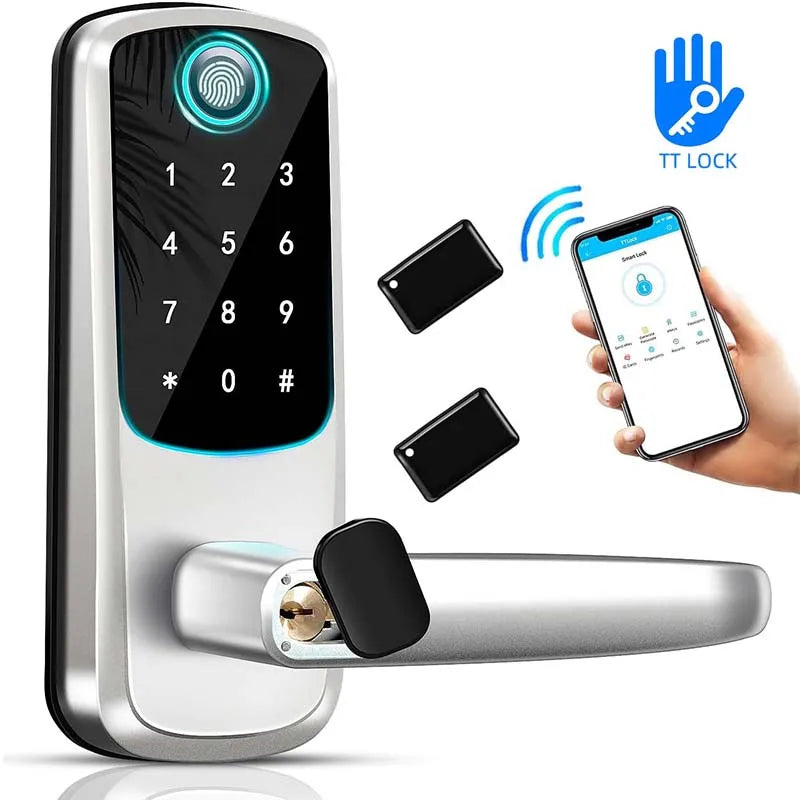 CIEPOJIT Smart Lock 5 In 1 Door Lock With Handle Biometric Technology Storage Memory Function TT LOCK APP Control