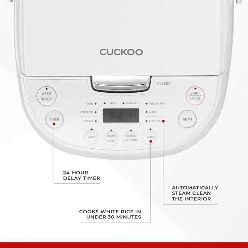 CUCKOO CR-0605F 6-Cup (Uncooked) / 12-Cup (Cooked) Micom Rice Cooker with Nonstick Inner Pot, 13 Menu Options