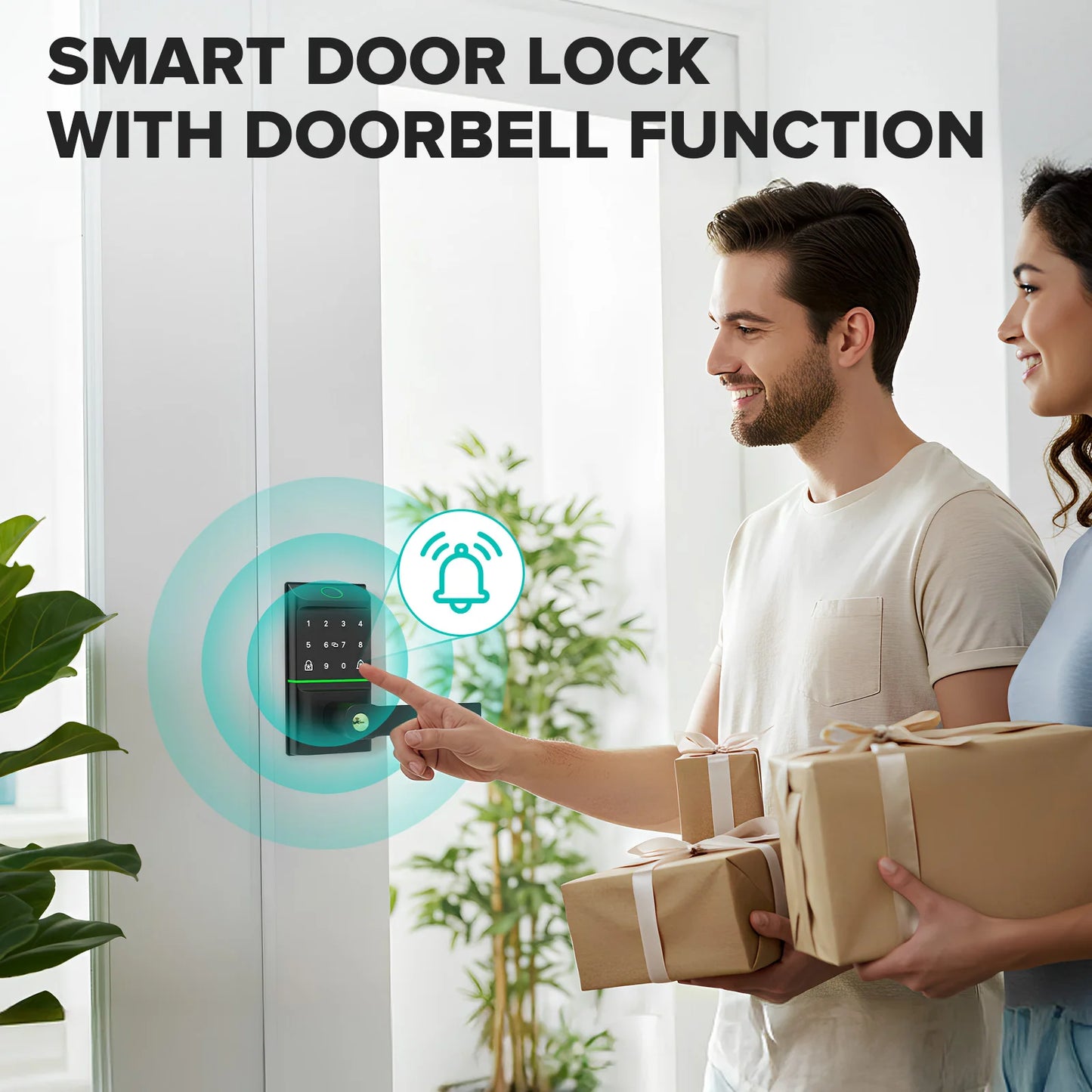 Smart Door Lock, Fingerprint Keyless Entry Door Lock with Handle,Digital Keypad APP IC Card Unlock Smart Deadbolt Lock for Home