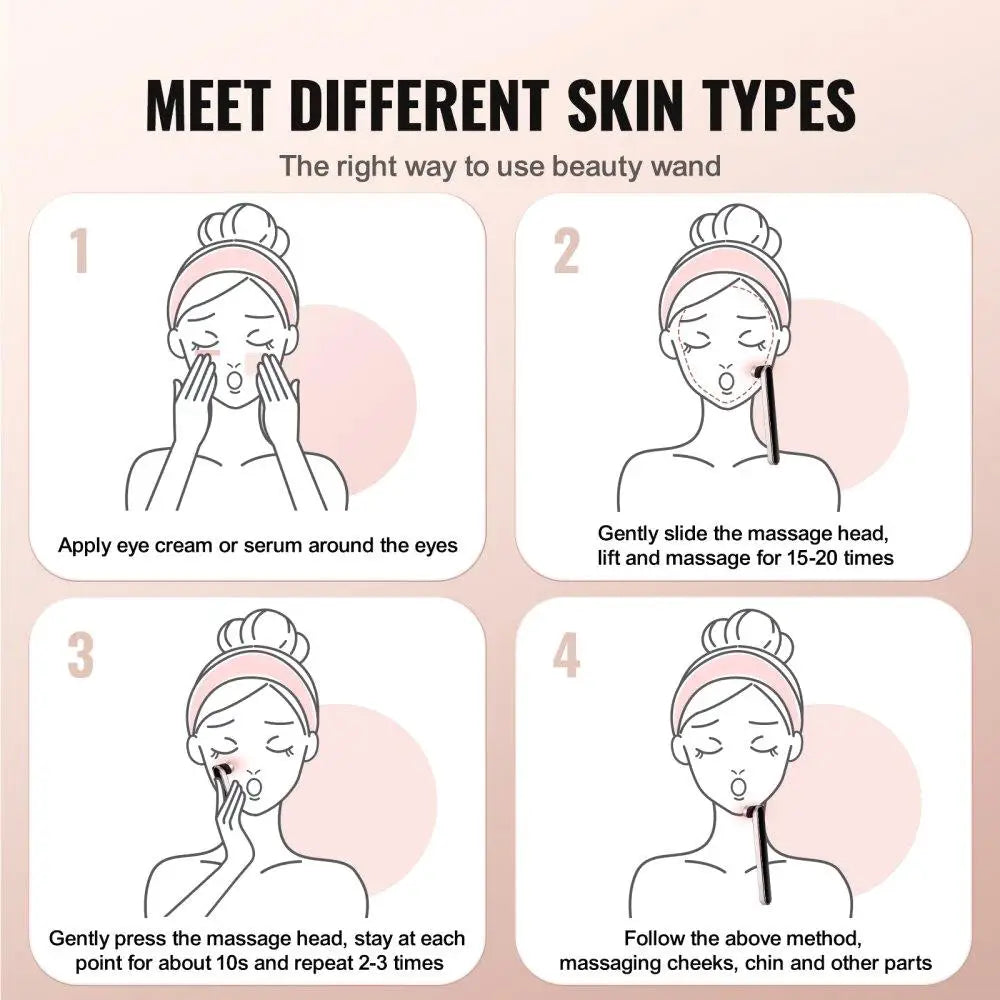 Red Light Therapy Wand 7 Color Facial Heating Therapy & Microcurrent Massage Portable Beauty Device